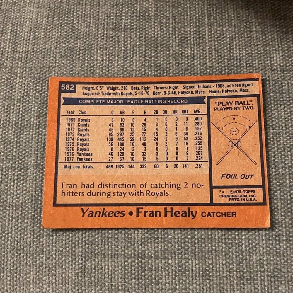 1978 Topps New York Yankees Baseball Card Trading Card - Picture 2 of 2